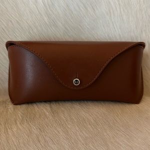 RALPH LAUREN SUNGLASSES EYEGLASSES GENUINE Leather Brown CASE Made In Italy